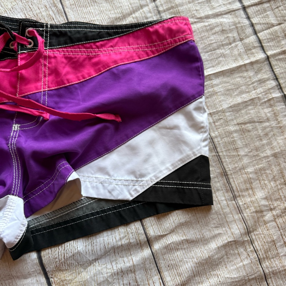 OP Ocean Pacific Rainbow Colorful Patchwork Short Board Shorts Juniors L 11/13 - Picture 5 of 15